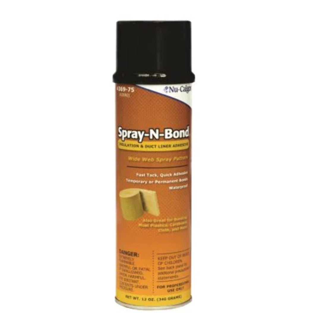 NU-CALGON Spray Adhesive: Spray-N-Bond, HVAC, 12 fl oz, Aerosol Can, Clear