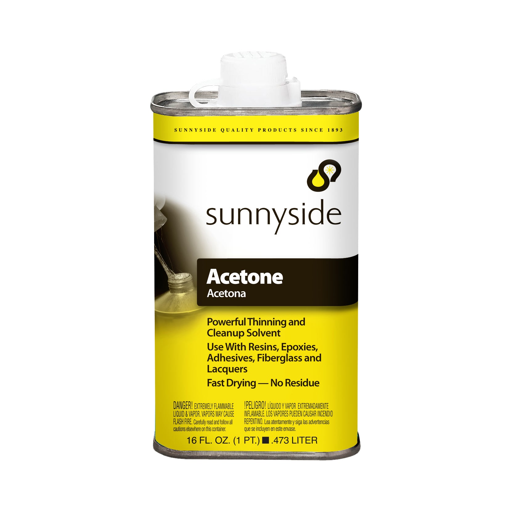 Sunny Side Cleanup Solvent, Acetone, 1 qt, Can, Clear