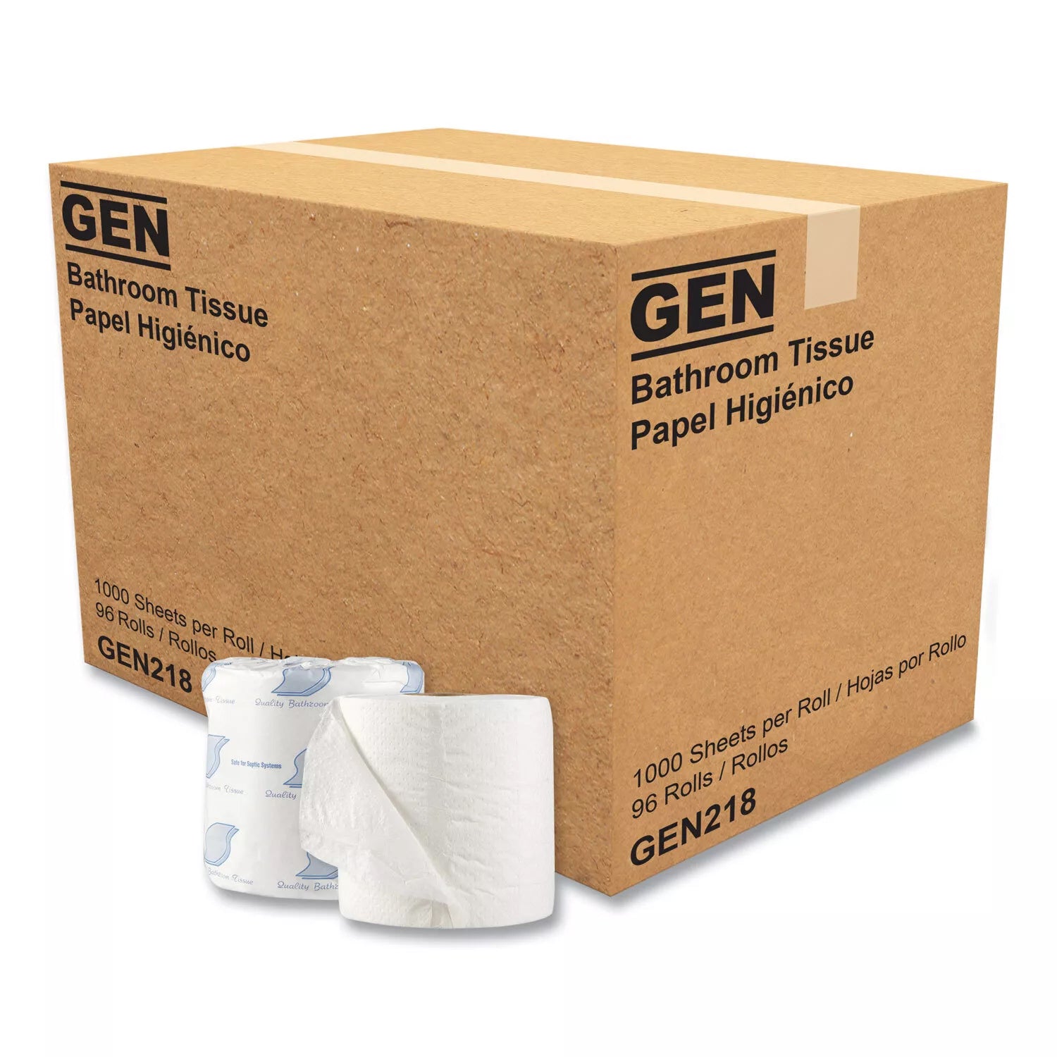 GEN® Standard Toilet Paper, 1-Ply, 1000 Sheets, 96 Rolls